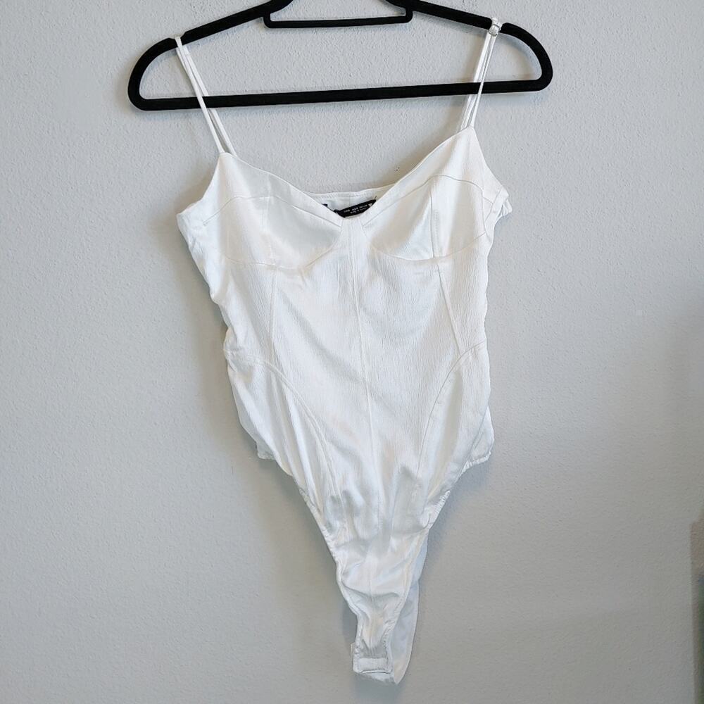 Zara Women's White Strap Bodysuit Sz S